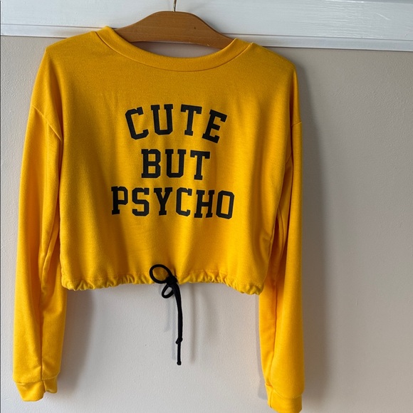 Fashion Nova Tops - Yellow Cropped Shirt with Black Text